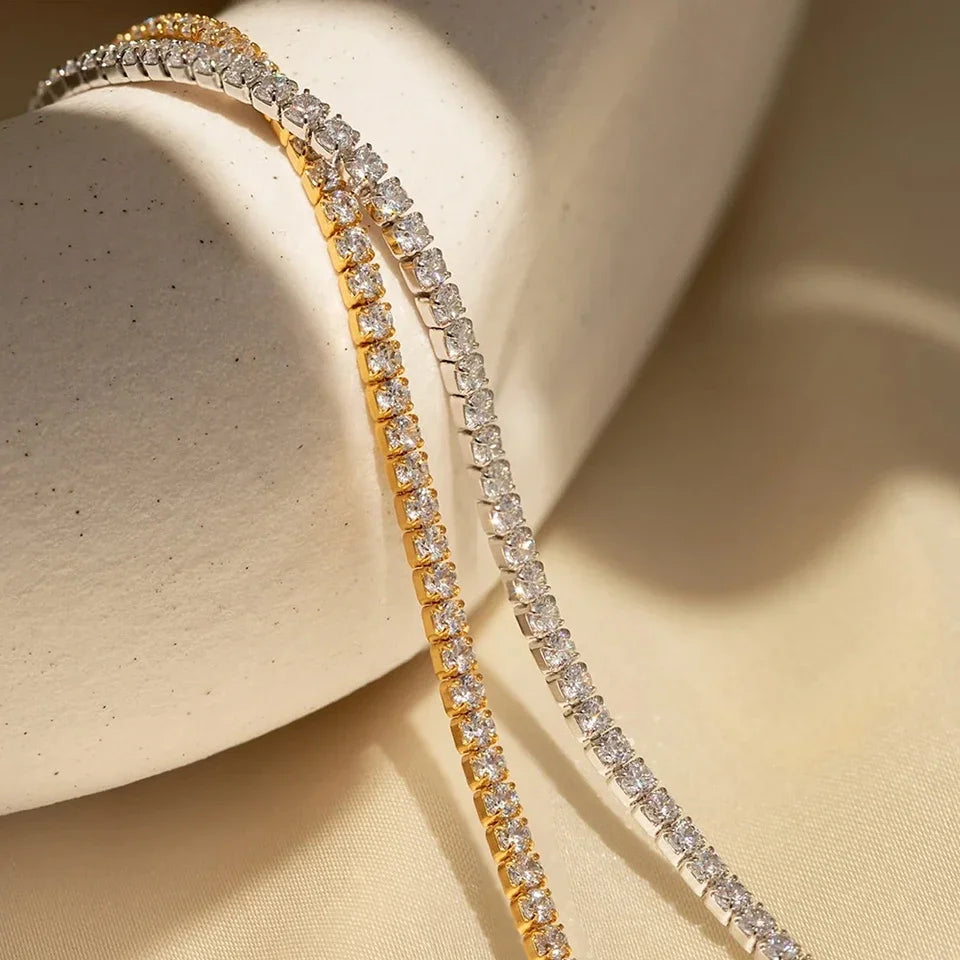 European and American Fashion Niche Single Row Drill Bracelet Round Zircon Tennis Bracelet Bracelet Hand Jewelry