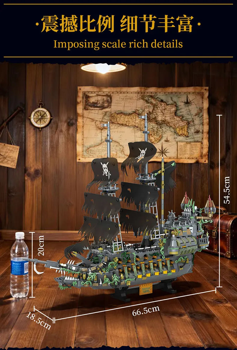 2434pcs Pirate Ship Building Blocks, Flying Dutchman Bricks Set, Educational STEM Toys for Boys, Creative Gift for Kids