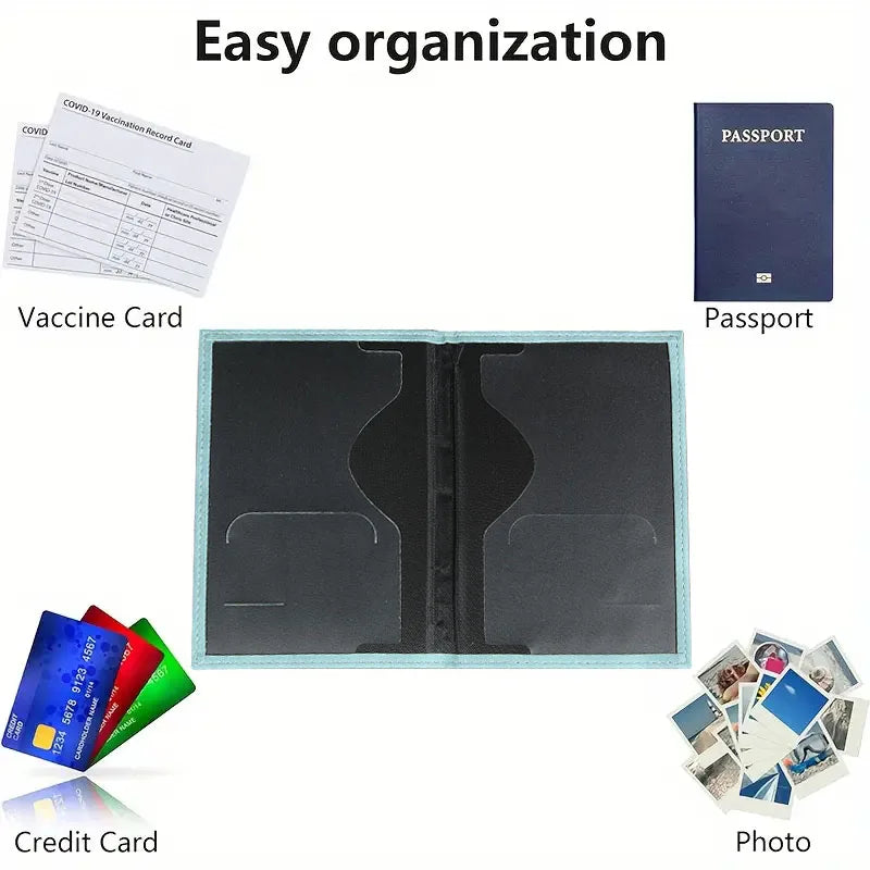 PU Leather Passport Cover For Men & Women World Map Travel Passport Case Organizer - Protective Card Holder ID Document Covers