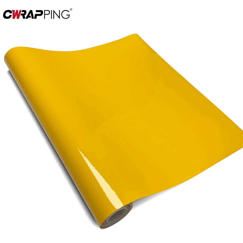 Glossy Yellow Car Covering Film Vinyl Wrap Waterproof Vinyl Auto Tuning DIY Motorcycle Stickers Decor Film for Car Accessories