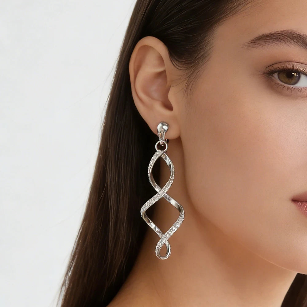 4 Color Geometry Irregular Metal Wave Pattern Glitter Clip on Earrings No Pierced for Women Minimalism Ear Clips Fashion Jewelry