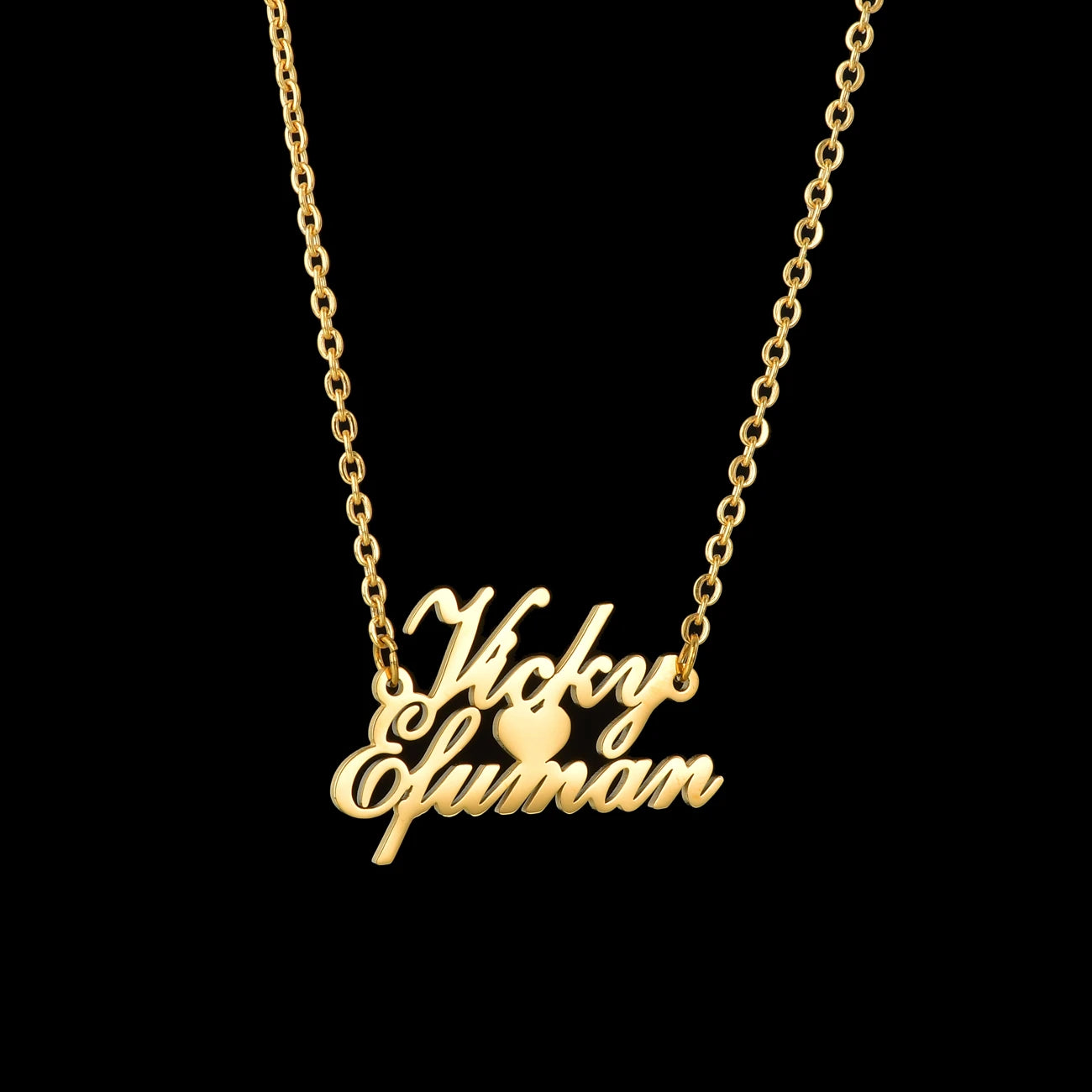Atoztide Personalized Custom 2 Names Pendant Necklace for Women Stainless Steel Stone Heart Fashion Christmas Jewelry Gift