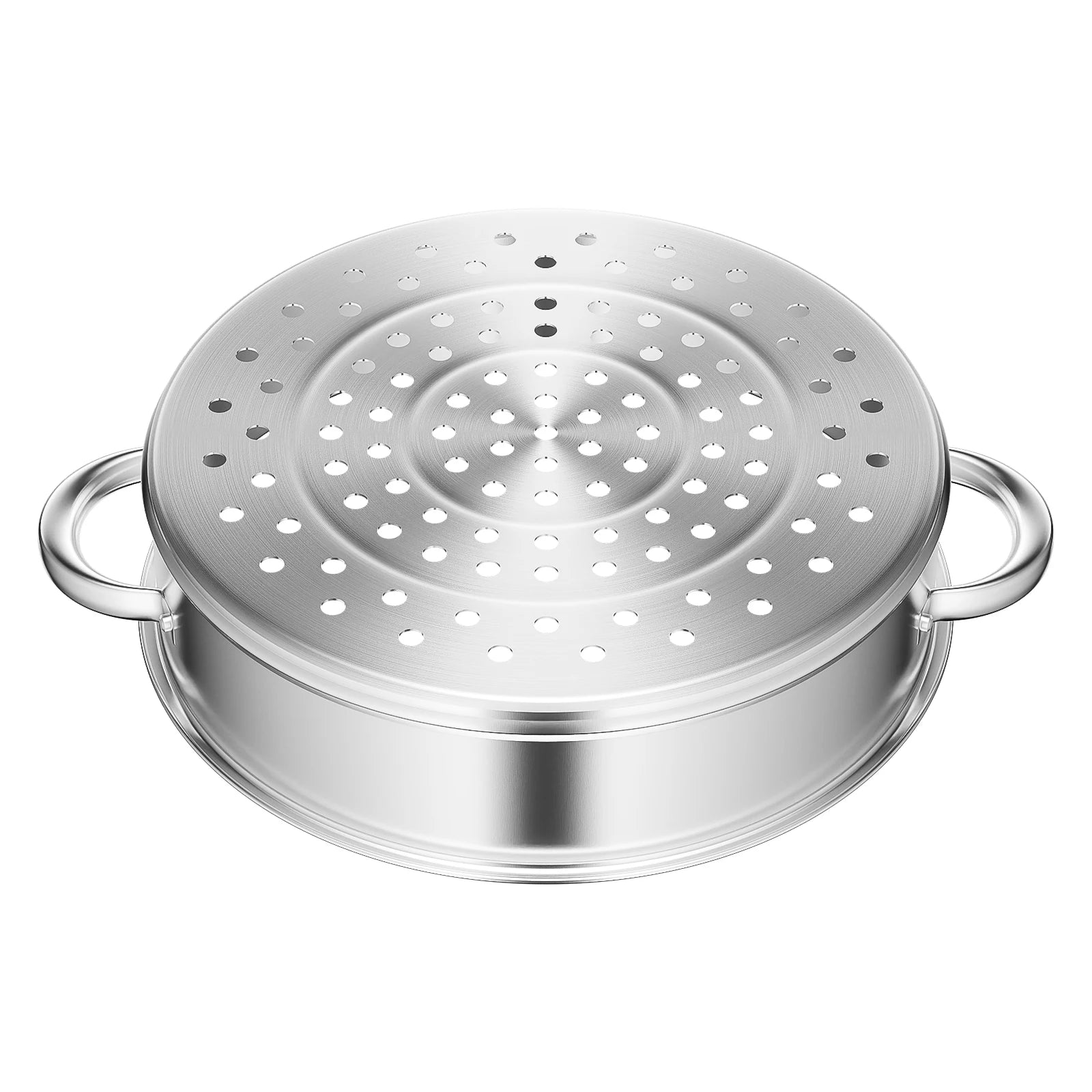 5-Layer Steamer 26cm/28cm/30cm Steam Cooker 304 Food-Grade Stainless Steel 4 Steaming Grids and 1 Cooking Pot W/ Glass Lid