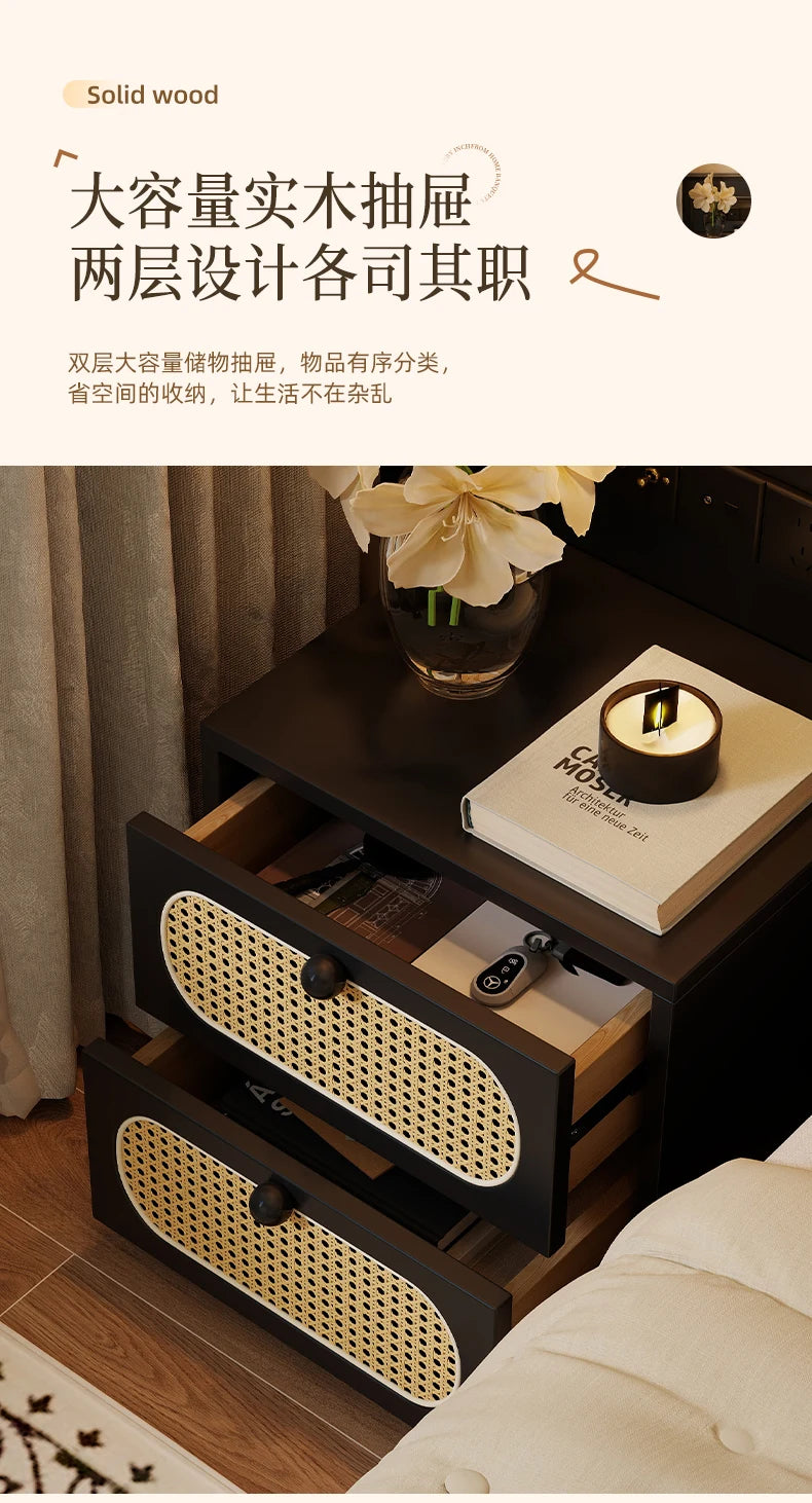 Bedroom Vintage Nightstands Rattan Wooden Design With Drawers Nightstands Minimalist Luxury Mesa De Cabeceira Unique Furniture