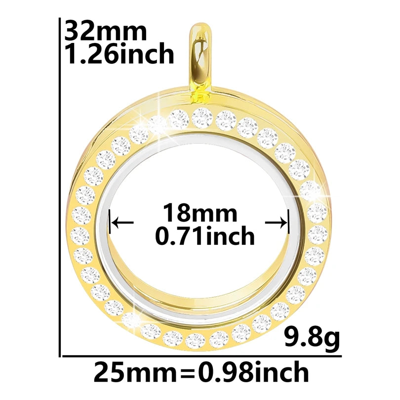 1Pc Punk Heart Round Memory Reliquary Photo Medaillon Pendant Glass Geometric Cremation Ashes Floating Locket кулон Jewelry