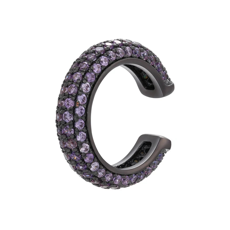 1 Piece Ear Clip on Earring Cuff Rainbow CZ Gold Silver Color Earing Jewelry Aretes Non Pierced Blue Black Clear Clipping