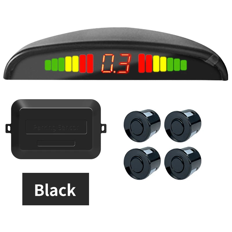 Hippcron Car LED Parking Sensor Kit 4 Sensors 22mm Reverse Radar Sound Alert Indicator System 8 Colors