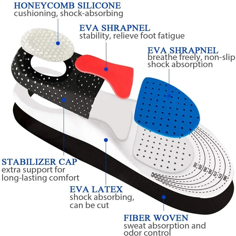 Shock-absorbing sports insole men and women arch support Orthopedic insoles Breathable comfortable running Shoe Pads 2Pcs/4Pcs