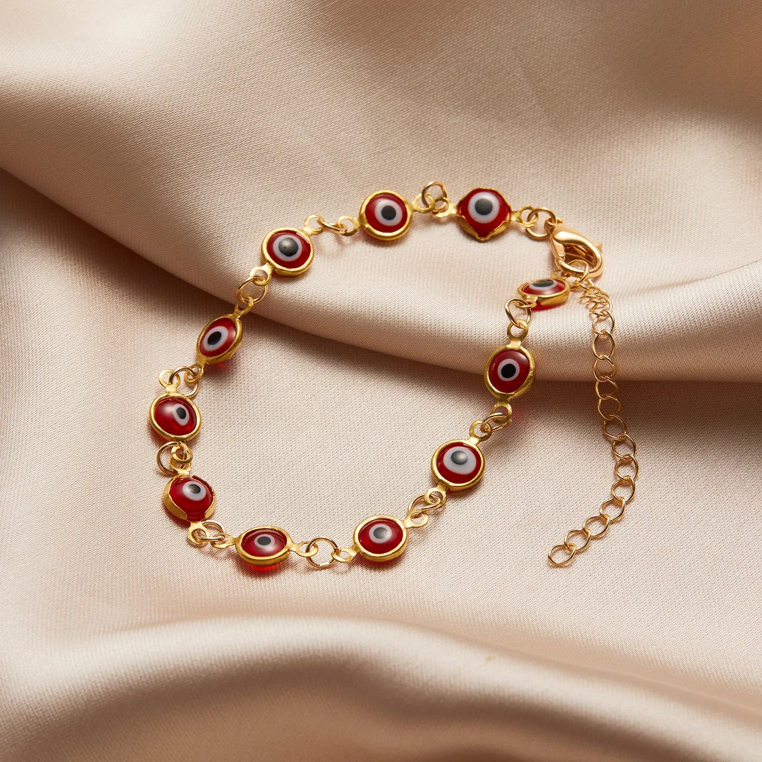 Clearance_Lucky Turkey Evil Eye Bracelet For Women Men Colorful Red Blue Eye Adjustable Metal Chain Bangles Good Luck Wealth Jew