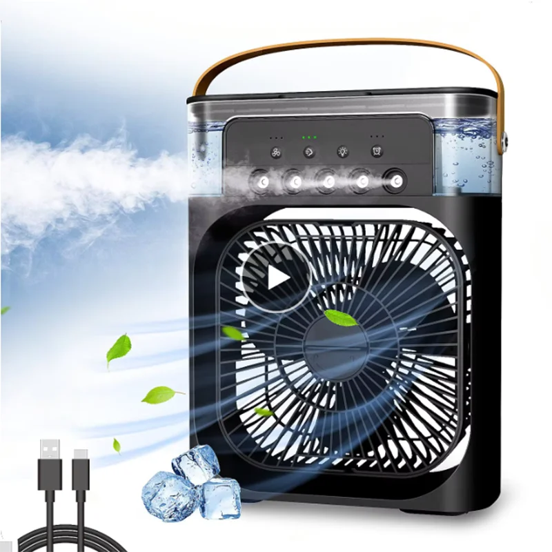 Modern Home Small Air Cooler 3 Speed Fan Air Conditioner Portable Humidifier Fan Portable LED Night Lights for Office