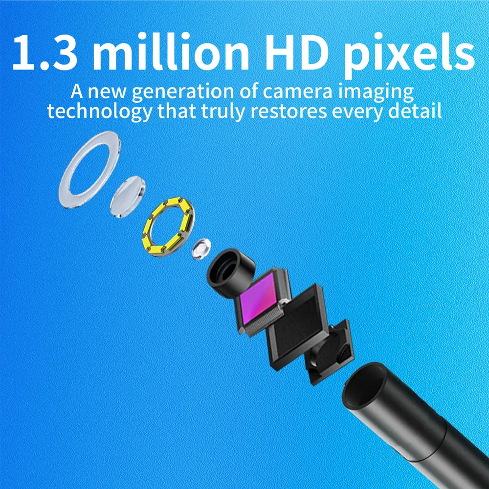 Industrial Endoscope Camera with two port for iOS/Android System HD 960P Inspection Sewer Borescope Camera for Checking Car