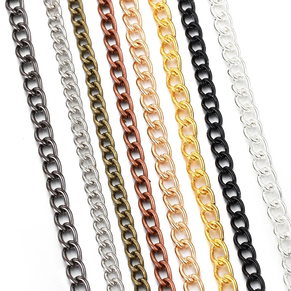 2 Meter Flat 2.5/3.5/4.5mm Extension Thin Chain Metal Chain DIY Necklace Body Chain Jewelry Making Chain Accessories