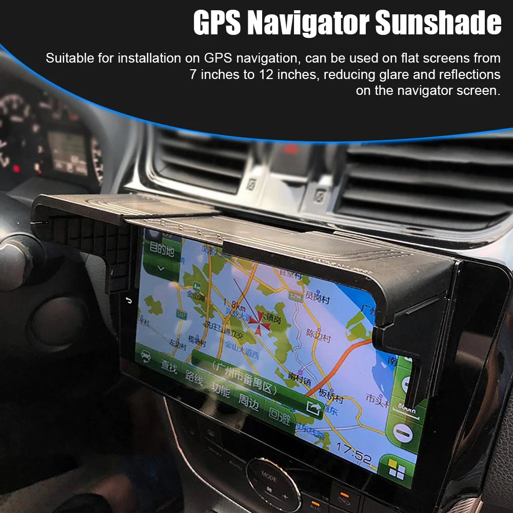Universal Car GPS Anti-Glare Shield Screen Sun Visor 7-12 Inch Universal Navigation Display Sunshade Auto Interior Accessories
