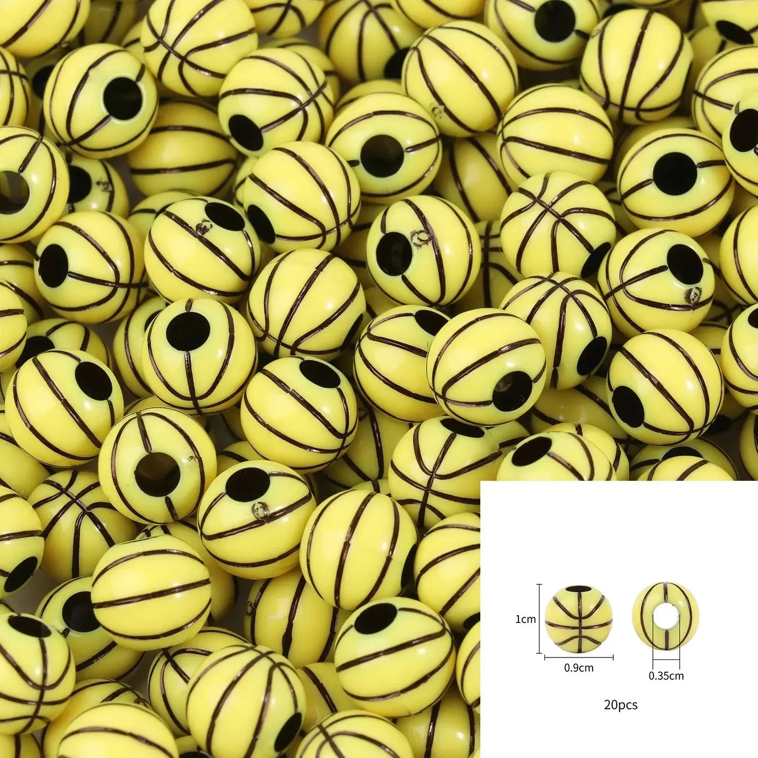 20/50Pcs Sport Basketball Baseball Tennis Beads Spacer Acrylic Beads For Making Bracelet Necklace DIY Craft Jewelry Supplies