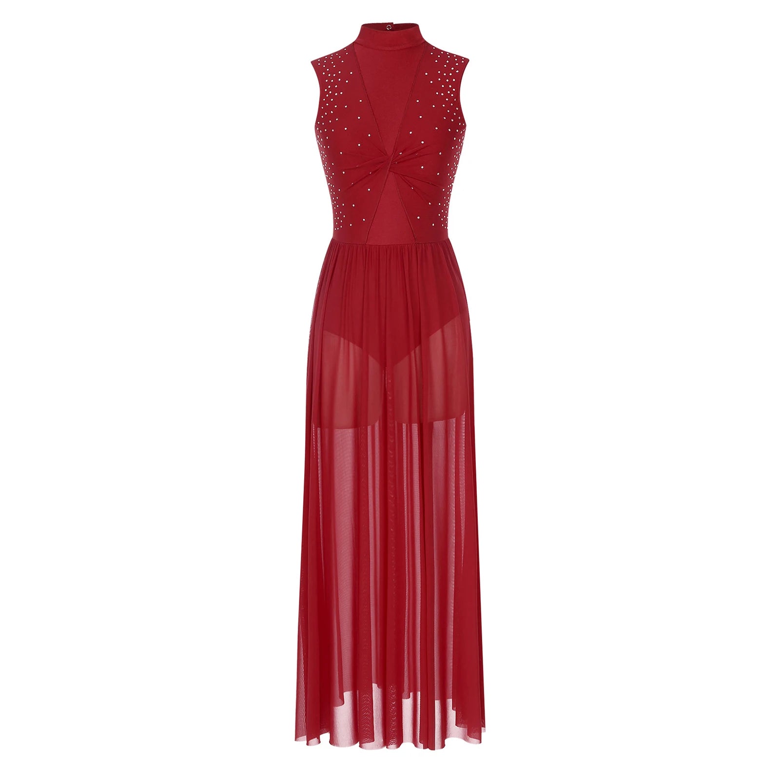 Womens Ballet Lyrical Dance Dress Cutout Back Full Length Overlay Leotard Costume Latin Rumba Tango Maxi Dress Long Dancewear