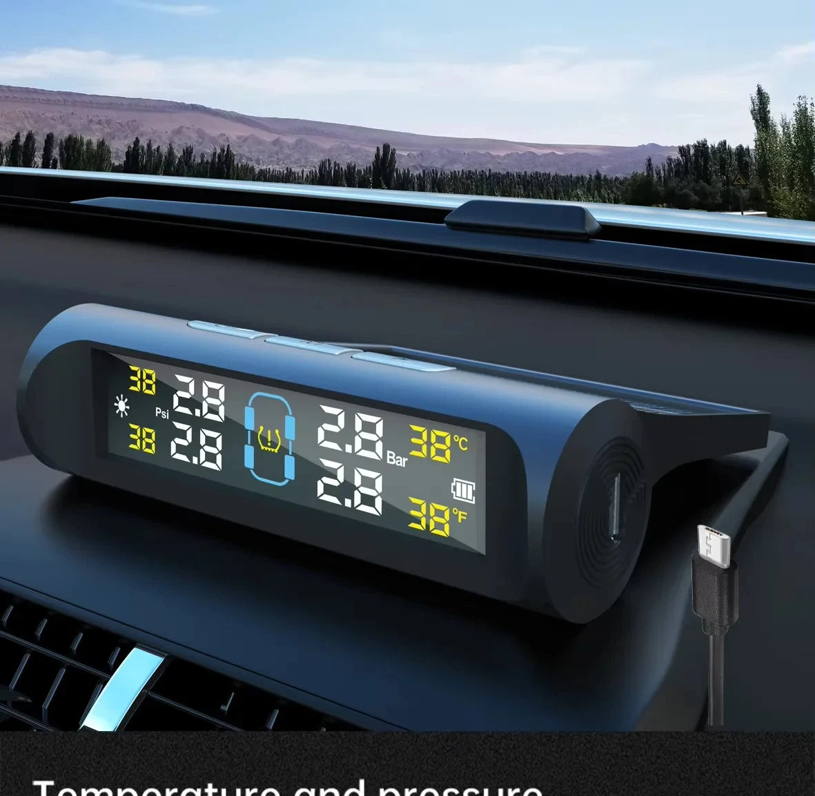Car Tire Pressure Monitoring System Car Tyre Pressure Monitor Tyre Pressure Alarm 4 External Sensors
