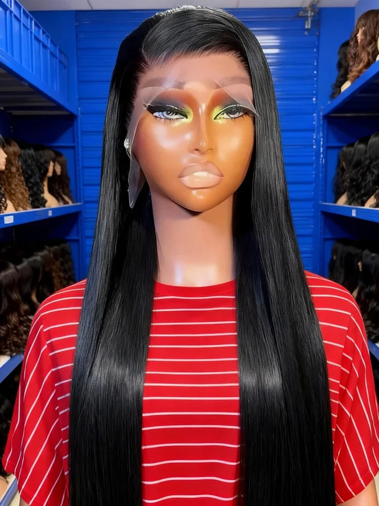 Smooth Silky Long Straight Glueless Full Lace Front Human Hair Wigs For Women Cambodian Raw Virgin 13x4 13x6 Hd Bone Straight Transparent Lace Front Wig Human Hair 40 42 Inch 300 Density Silky Straight HD Lace Frontal Wig Pre