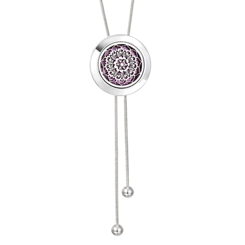 Tree Of Life Aromatherapy Necklace Spiral Open Perfume Locket Essential Oil Diffuser Tassel Pendant Necklace Aroma Jewelry Gift