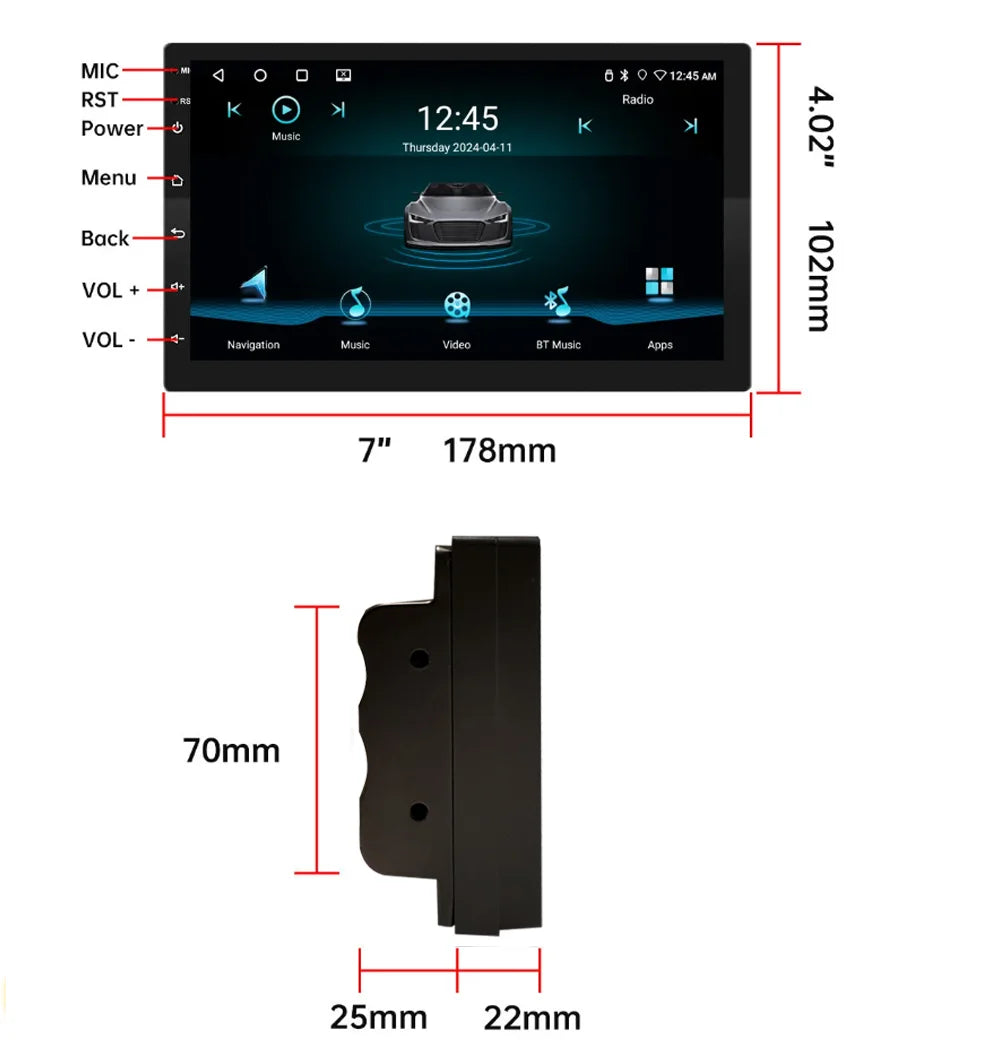 2 Din Universal Android 13 Car Radio 7/9/10 Inch Wireless CarPlay Android Auto GPS Bluetooth Multimedia Head Unit for Toyota