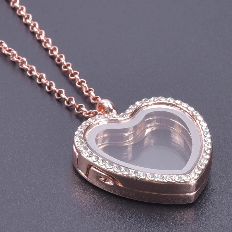 1Pc Trendy Sweet Love Glass Reliquary Photo Locket Pendant Necklaces Goth Heart Cremation Ashes Urn Relicario Collares Jewelry