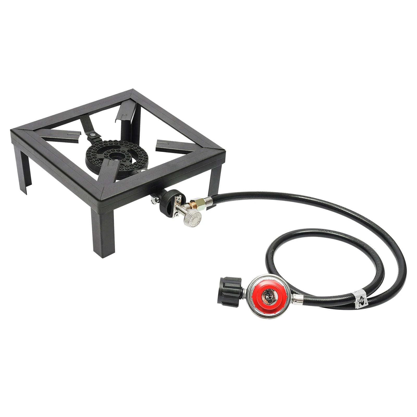 Outdoor Gas Stove Propane Cooker with Adjustable 0-10PSI，8000W Black Camping Portable Single Burner Stove
