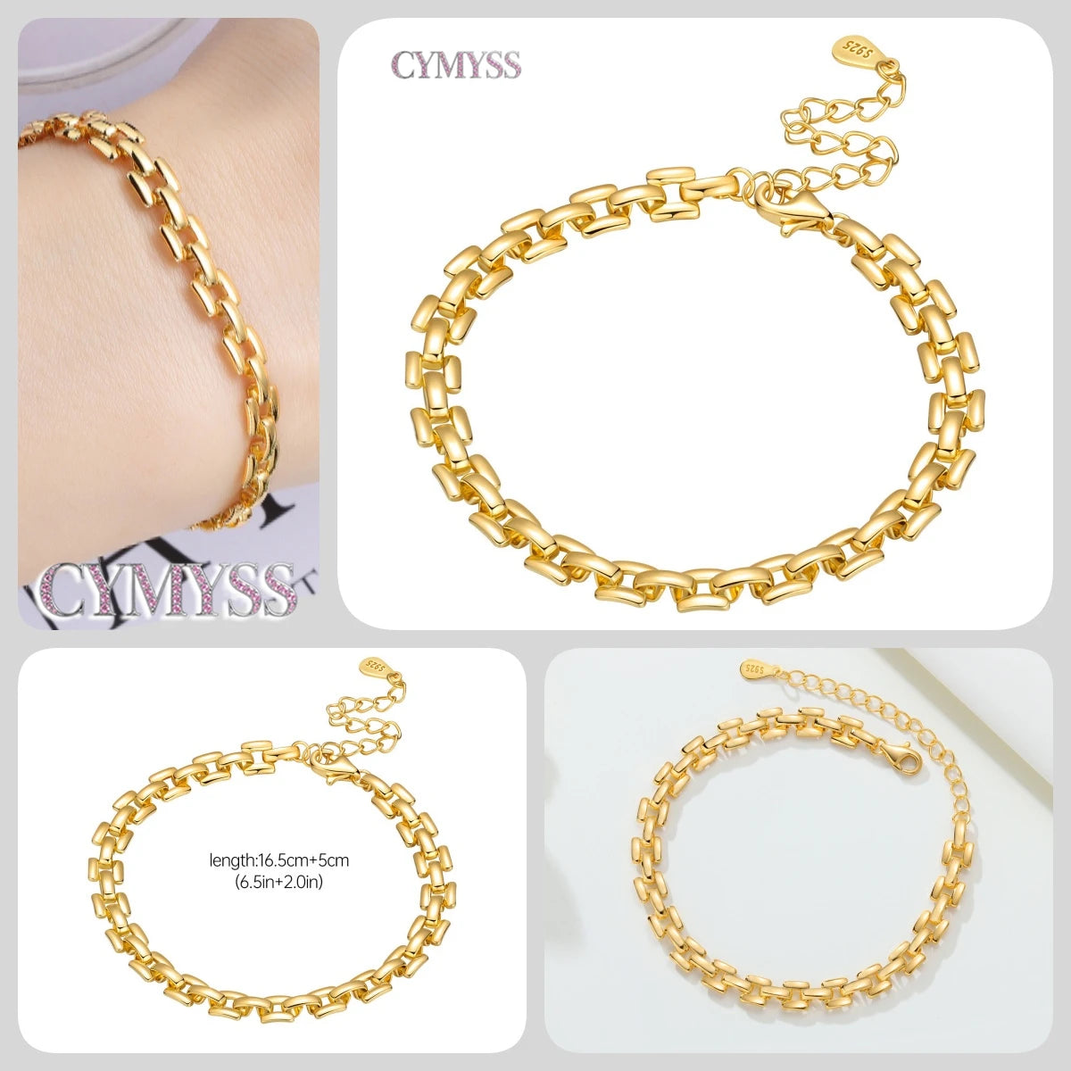 Original 925 Sterling Silver Zirconia Tennis Chain Bracelet for Women Adjustable Gold Color Hot Sale Ideal Birthday Party Gifts