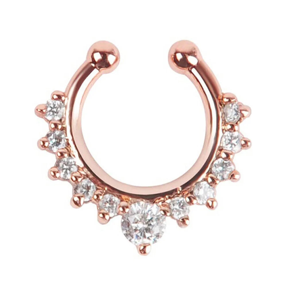 1pc New Fake Piercing Jewelry Clip On Nose Septum Ring for Women Fake Nose Rings Hoop Crysta Faux Non Pierced Nose Ring Earrings