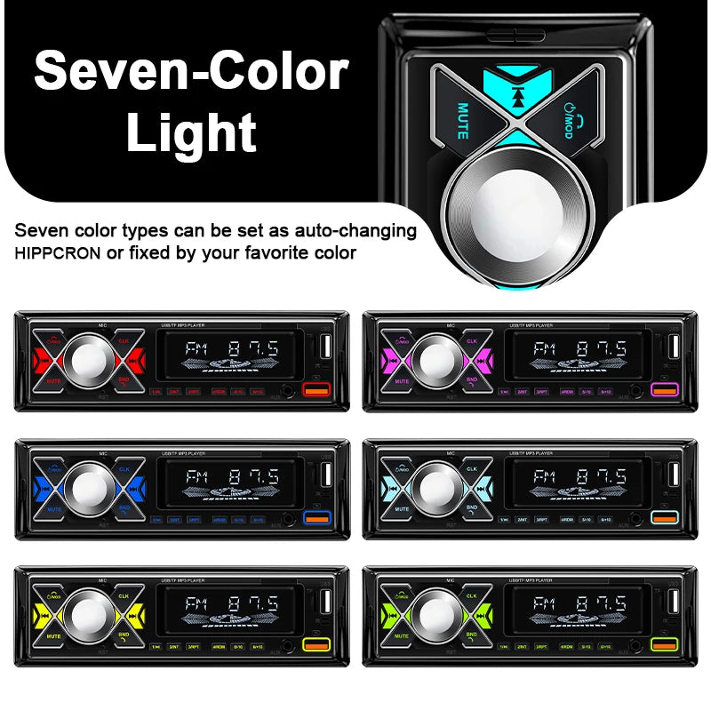 Car 1 din Radio Audio Stereo MP3 Player Bluetooth Multimedia Digital Stereos For Car Universal Colorful With Aux Input USB