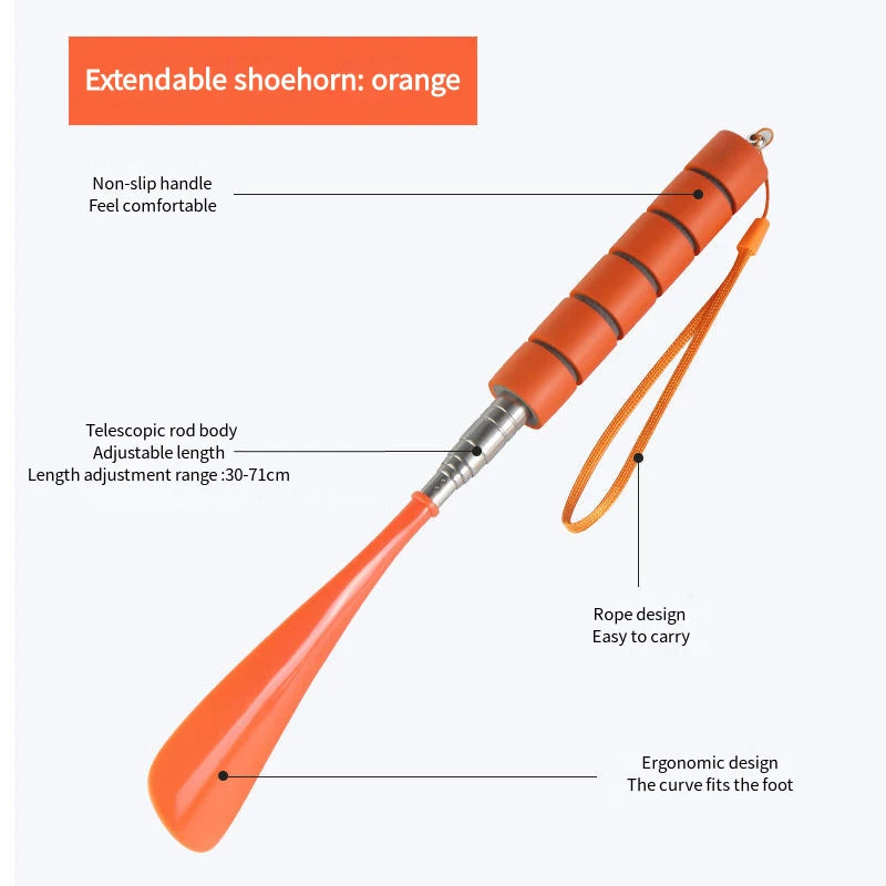 Stretchable Long Shoe horns 30cm-71cm Metal Shoehorn pregnant woman elderly Shoe spoon No bending over Wearing Shoe spatula 1Pcs