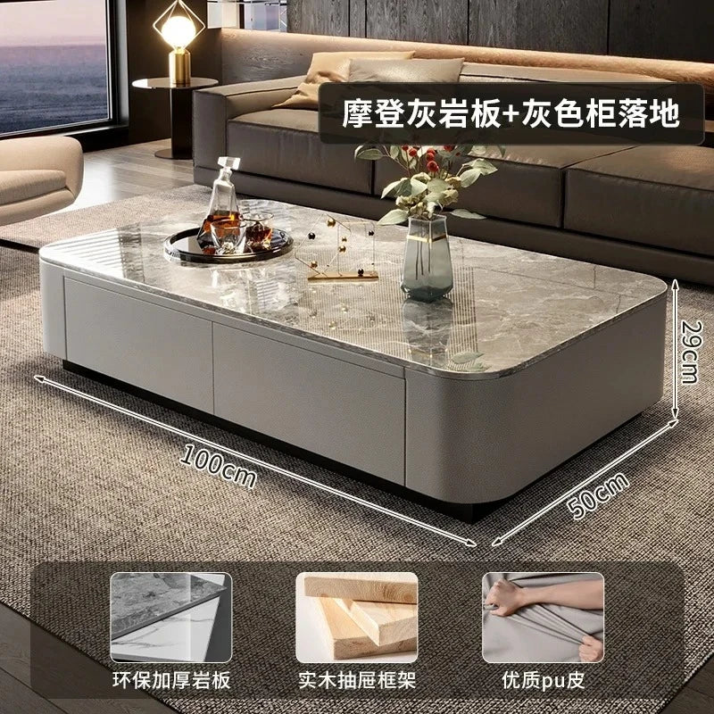 Luxury Marble Effect Coffee Tables Modern Design Square Storage Coffee Tables Minimalist Aesthetic Stolik Kawowy Home Furniture