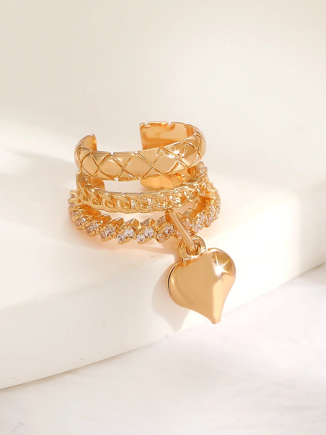LATS Vintage Romantic Heart Pendant Clip Earrings for women no Piercing Multi-Layer Chain Ear Cuff Water Drop Teardrop Jewelry