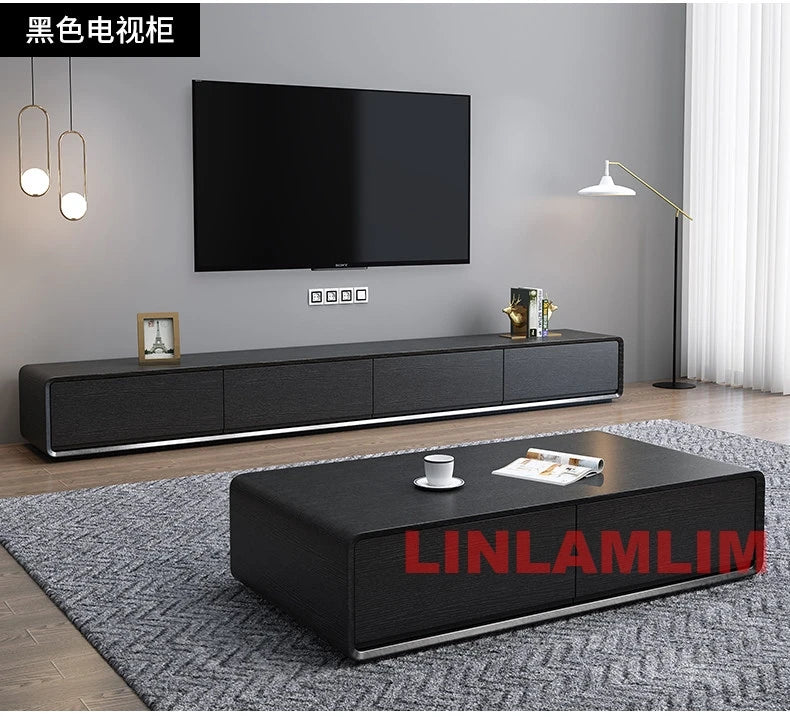 Modern White Living Room Furniture Set, Coffee Table and TV Stand with Storage Cabinets, Contemporary Entertainment Center Set