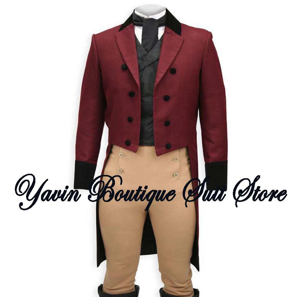 Men's 3 Piece Suit Swallow Tailed Coat Slim Fit One Breasted Tailcoat for Wedding Prom Dinner Party Blazer Pants Set