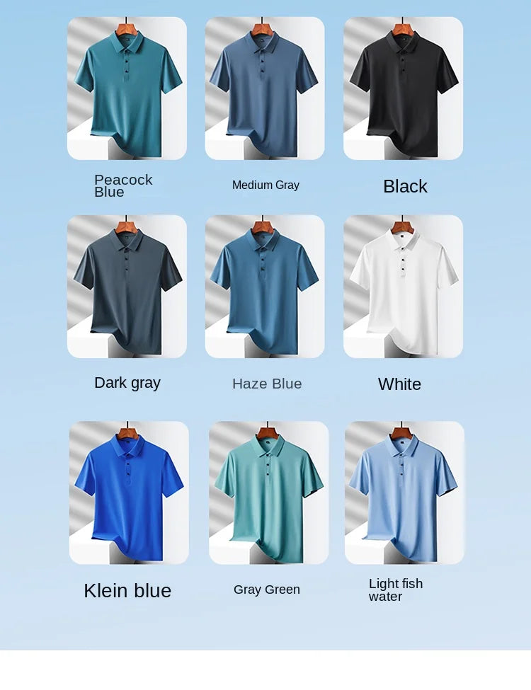 Selected popular nylon fabric, dad's summer clothing, middle-aged men's short sleeved T-shirt, summer ice silk quick drying, mid