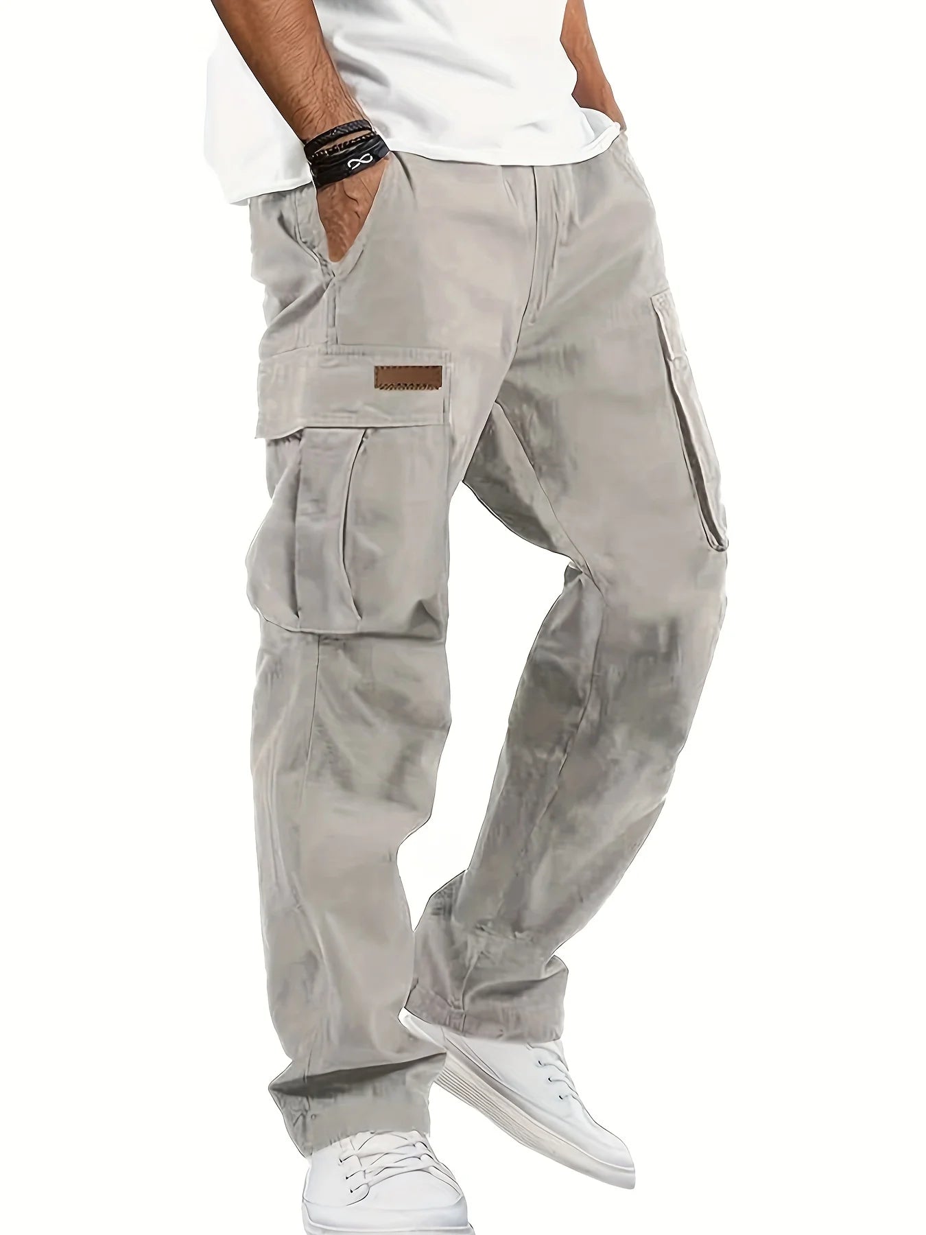 American style high street multi pocket workwear pants for men's new trendy loose straight leg versatile casual long pants