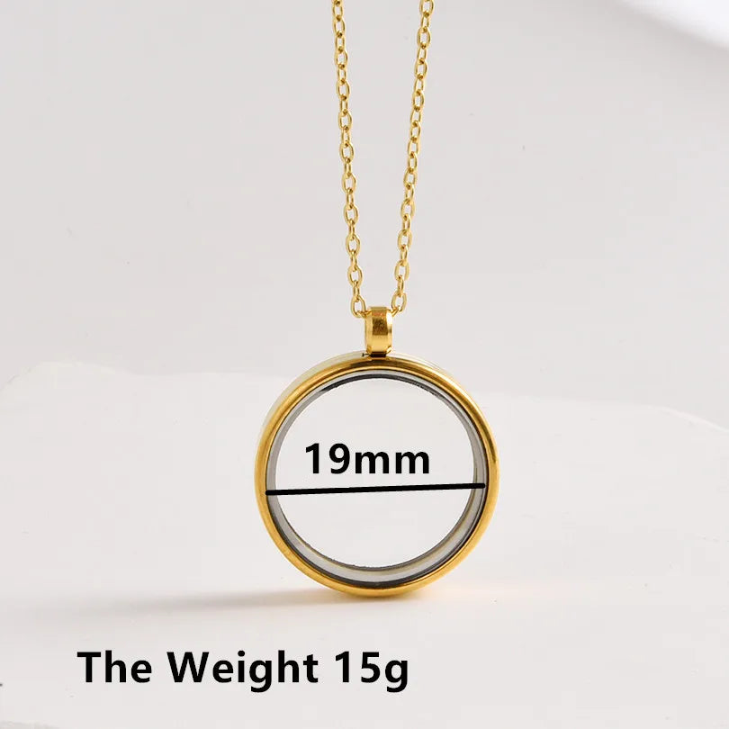 1Pc Inner Size 10-40mm Round Glass Memory Coin Holder Locket Pendant Necklaces Floating Living Relicario Collares Jewelry Bulk