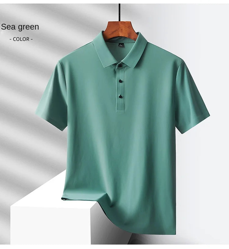 Selected popular nylon fabric, dad's summer clothing, middle-aged men's short sleeved T-shirt, summer ice silk quick drying, mid