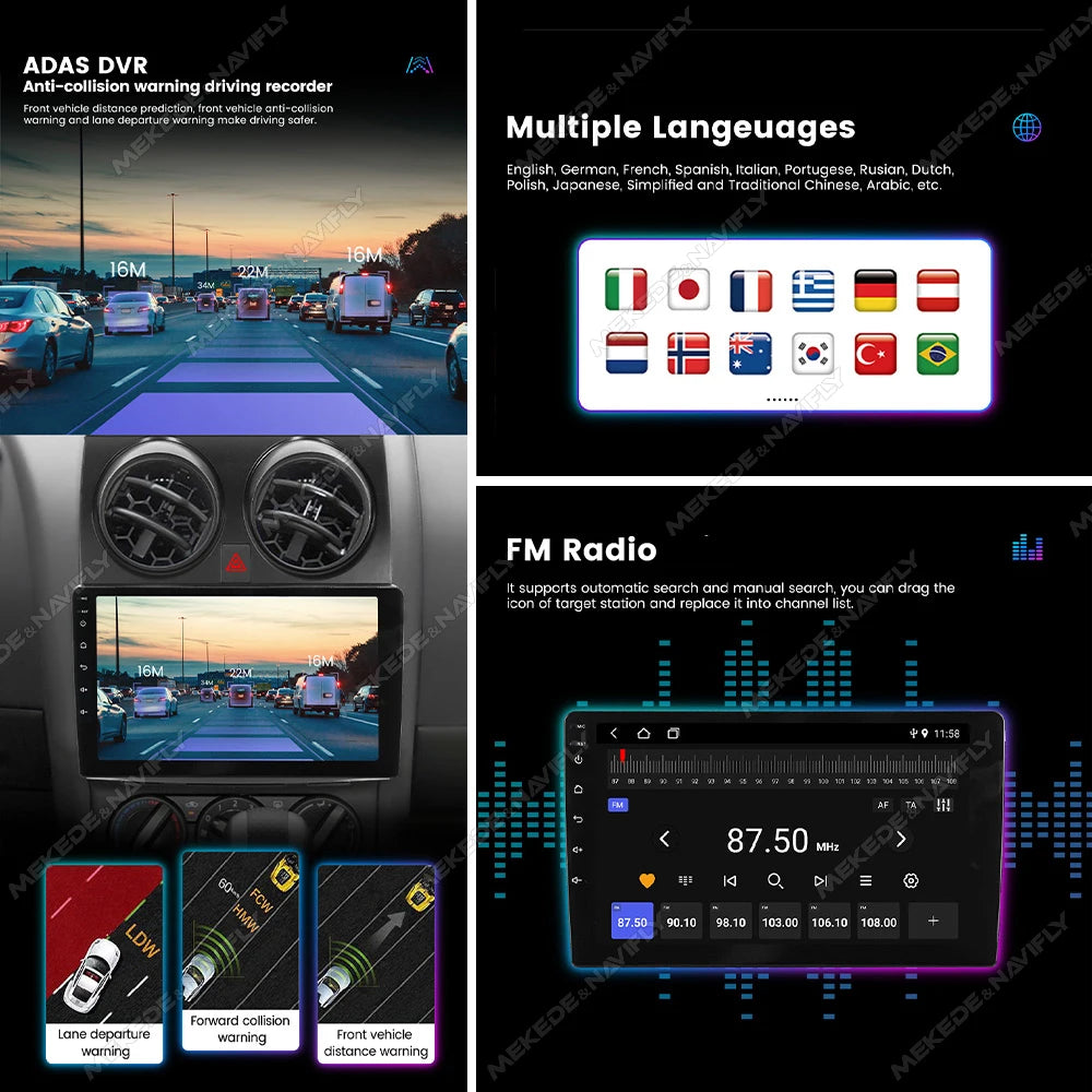 MEKEDE Android 15 Autoradio Head Unit 2 Din Car Radio Stereo Navigation Carplay For Hyundai i20 2008-2012 Car multimedia player