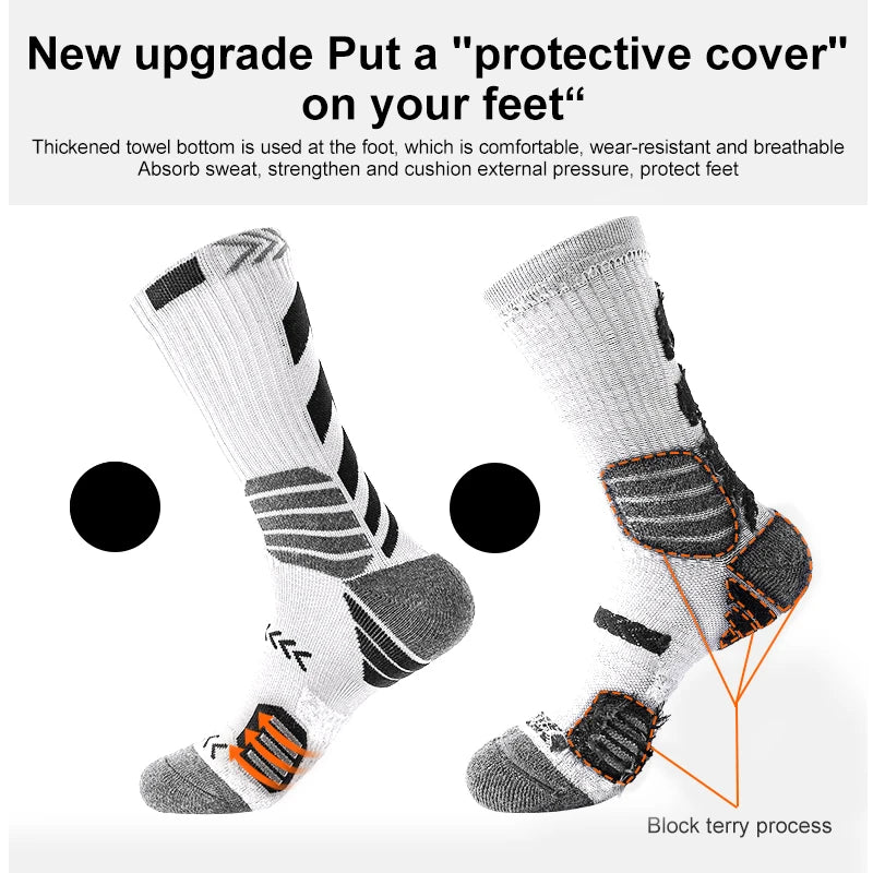 3Pairs Sport Running Socks Athletic Breathable Mesh Thick Compression Basketball Socks Sweat Absorb Professional Cycling Socks