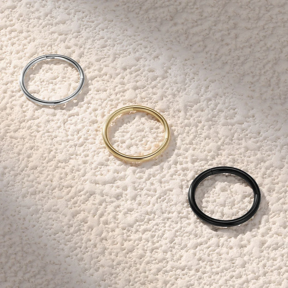 2/6PCS Seamless 316L Stainless Steel Nose Ring for Men Gold Color Hoop Earrings for Women Septum Helix Tragus Piercing Jewelry