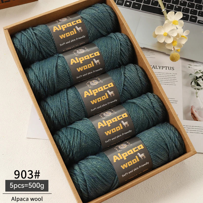 500g Alpaca Wool 245 Chunky Knitting Yarn Multi-Color Autumn and Winter Fashionable Gift for Men and Women DIY Knitting Material Kit for Warm Sweaters, Coats, Scarves, Hats, Gloves, Leg Warmers, Knee Pads Yarn Balls 5Pcs/Pack