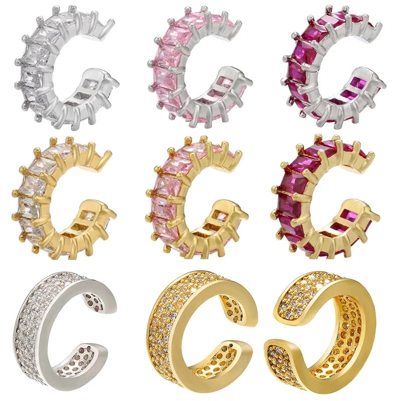 Single One Ear Clip Earrings Cuff Arrow Heart Star Cross Rainbow T CZ Gold Silver Color Earring Jewelry Aretes No Pierced Cubic