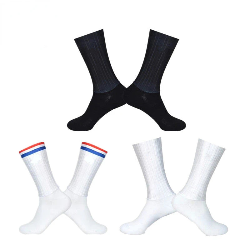 2026 New Cycling Slip Anti Silicone Summer Whiteline Aero Socks Men Bicycle Sport Running Bike Socks Calcetines 2024 New Socks