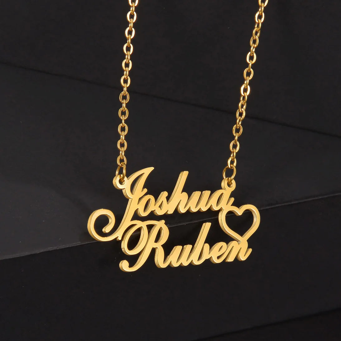 Atoztide Personalized Custom 2 Names Pendant Necklace for Women Stainless Steel Stone Heart Fashion Christmas Jewelry Gift