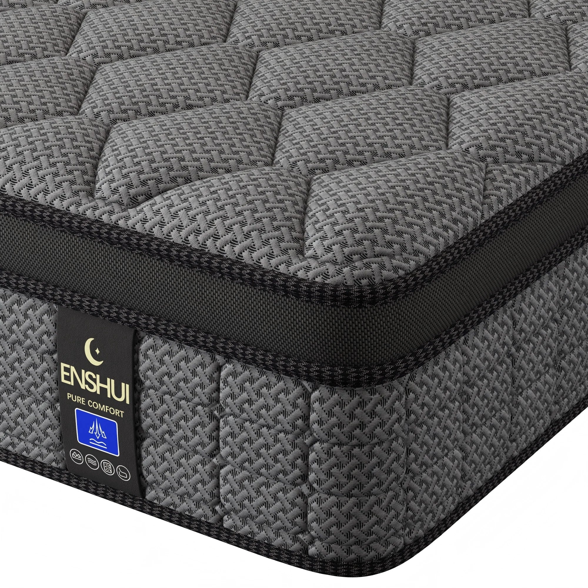ENSHUI 12/14 Inch Queen & King Mattress In A Box – Gel Memory Foam With Cooling Technology, Medium-Firm Feel, Motion Isolation & Edge Support, Breathable Polyester Cover, Twin/Full/Queen/King Sizes, Durable & Easy To Clean