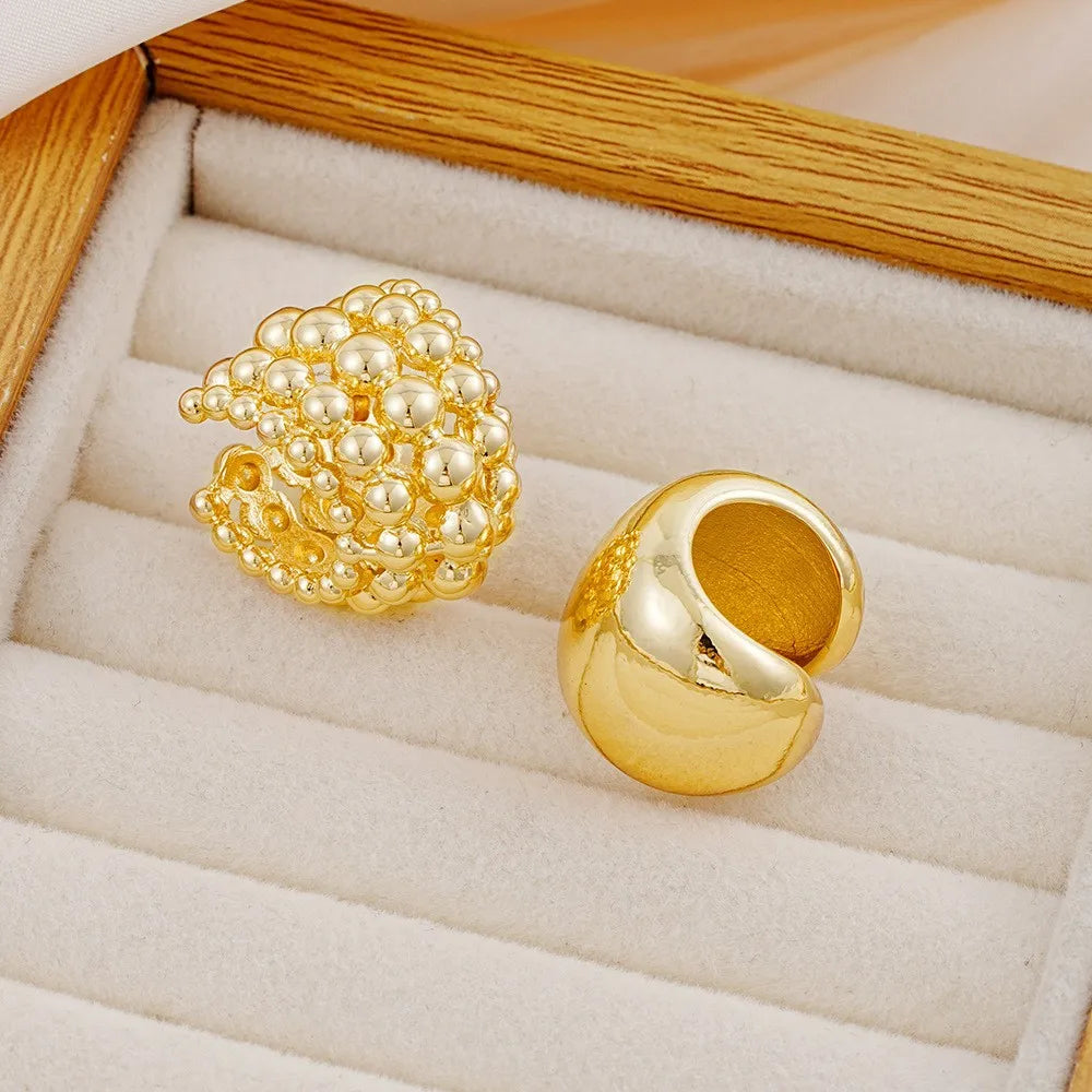 2025 New Exaggerated Wide Clip-On Earrings Set For Women Simple Gold Color Copper Metal Earring Daily Wear Vacation Jewelry Gift