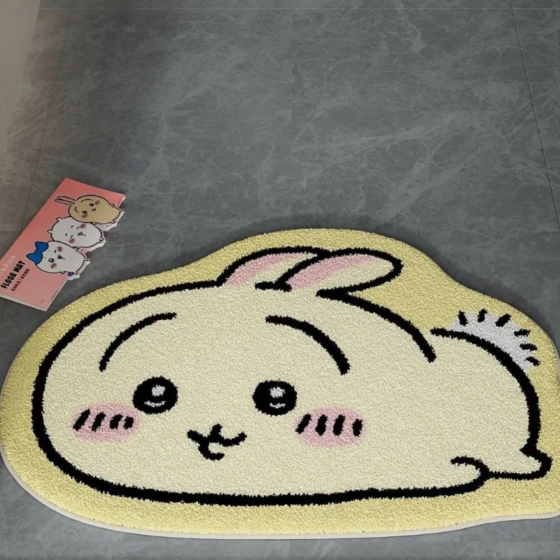 Hot Cartoon Rug Anime Hachiware Usagi Plush Floor Mat Bathroom Non-Slip Carpet Car Cushion Soft Living Room Decor Gifts