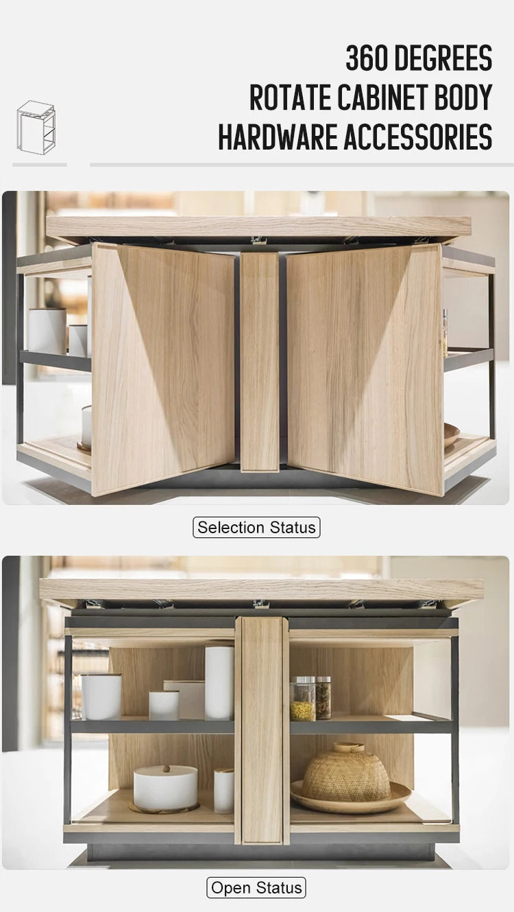 Kitchen Island With 180 360 Degree Rotating Bathroom Adjustable Unit Bookcase Corner Cabinet Multifunctional Storage Shelf