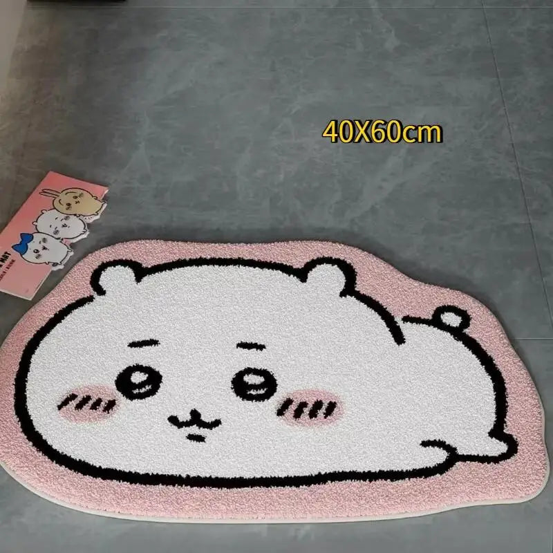 Hot Cartoon Rug Anime Hachiware Usagi Plush Floor Mat Bathroom Non-Slip Carpet Car Cushion Soft Living Room Decor Gifts