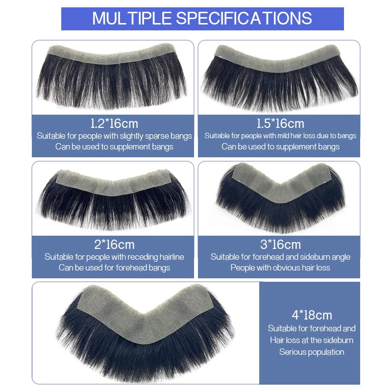 100% Human Hair Men PU V Loop Front Toupee Carefully Prune Natural Hairline Wigs Remy Hair Replacement Straight Hairpiece